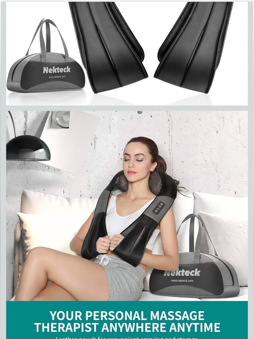NEKTECK Shiatsu Neck & Back Massager w/Heat in Carrying Bag NWB 🎁FATHERS DAY GFT - Picture 1 of 15